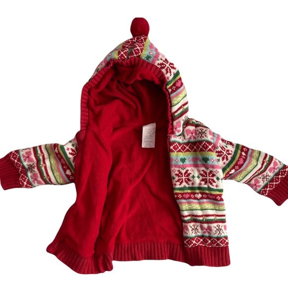 Wonder Kids 18M lined Christmas sweater. Zip up, very thick unisex red green - Picture 3 of 7